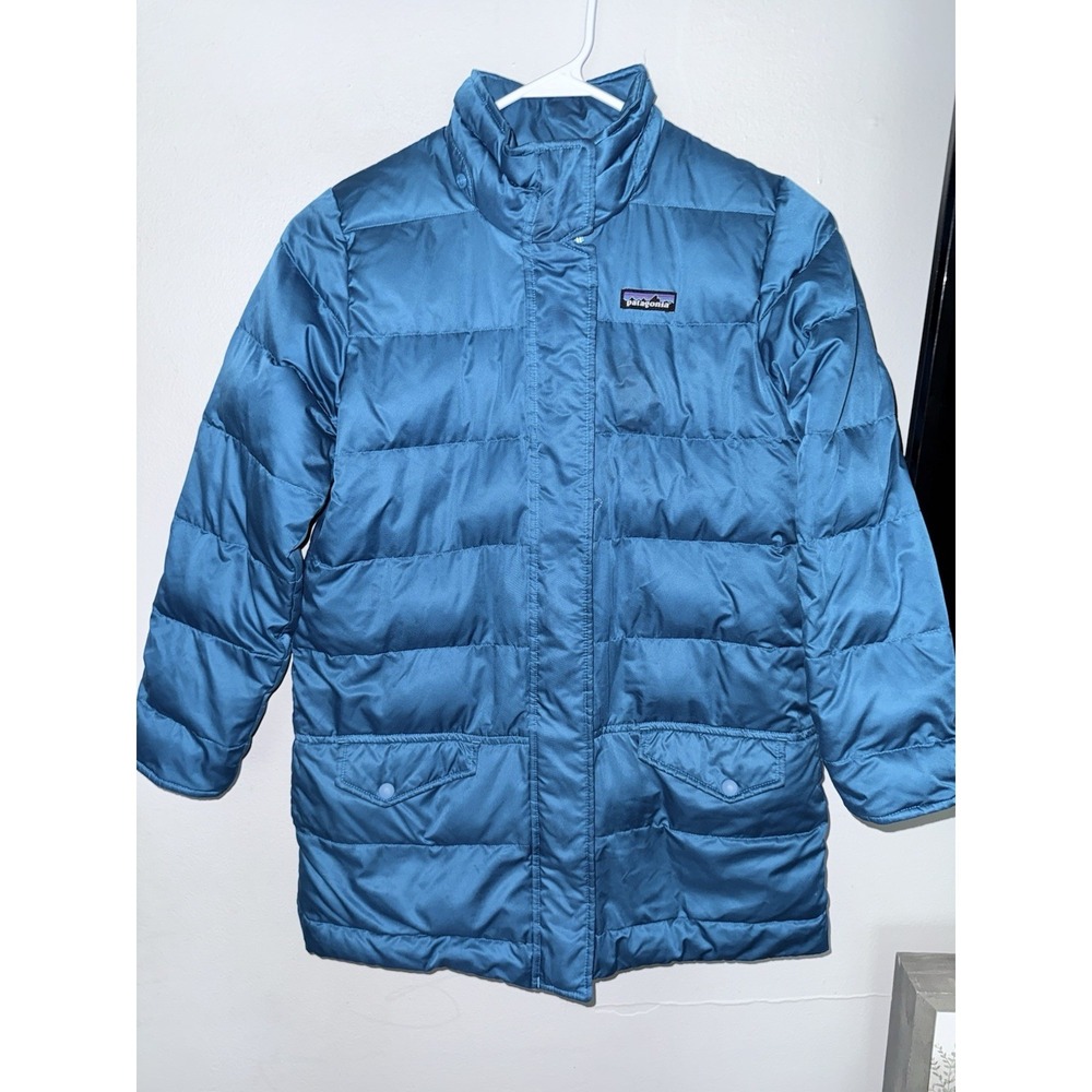 Patagonia Jacket Kids‎ Girls Down for Fun Parka Puffer Coat Teal Size M 8/10